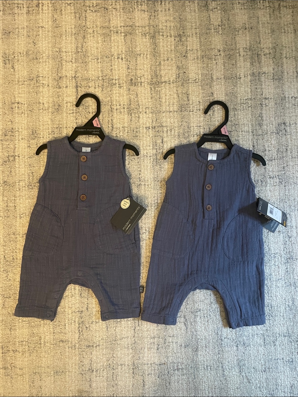 Modern Moments Baby Blue Gray Romper NWT